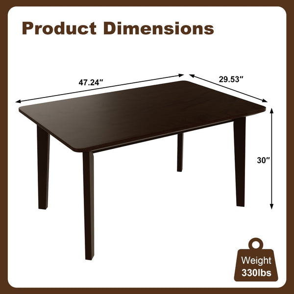 English Elm Rustic Minimalist Rubberwood Dining Table with Tapered Legs for Small Apartment Spaces Espresso N752P368503P