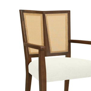 English Elm Christopher Knight Home® - ARM Mid-Century Dining Chair with Rattan Back & Upholstered Foam Seat, Solid Rubberwood Frame Beige,Walnut N771P254005T