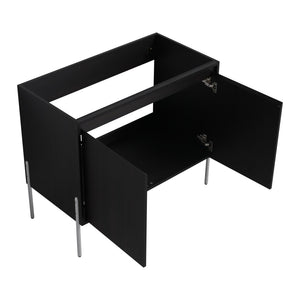 English Elm 36" Freestanding Bathroom Vanity Cabinet, Slim 37x21x6.3" Storage Console with Soft-Close Doors, KD Package Excluding Sink W1972P243177