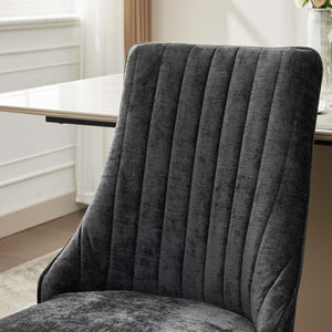 English Elm Rayon High Back Dining Chair Set with Plush Flocking Upholstery, Golden Stainless Legs, Comfort-Focused Design Black W1143P293315