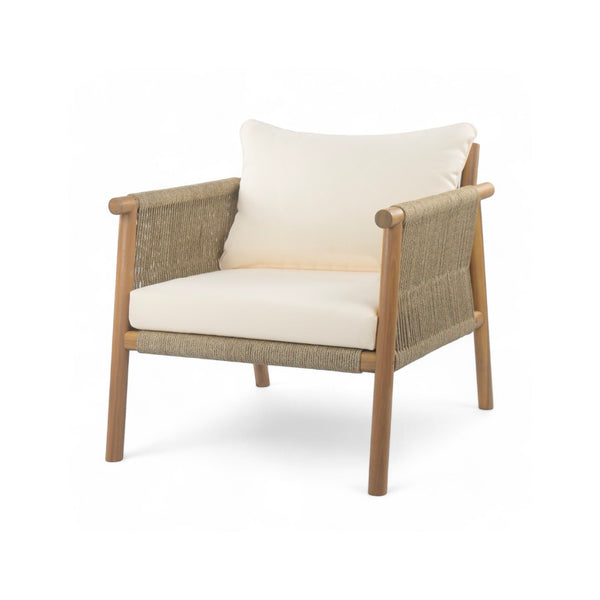 English Elm 28" Woven Outdoor Lounge Chair Solid Wood Frame Polyester Cushions Patio Garden N767P375341T