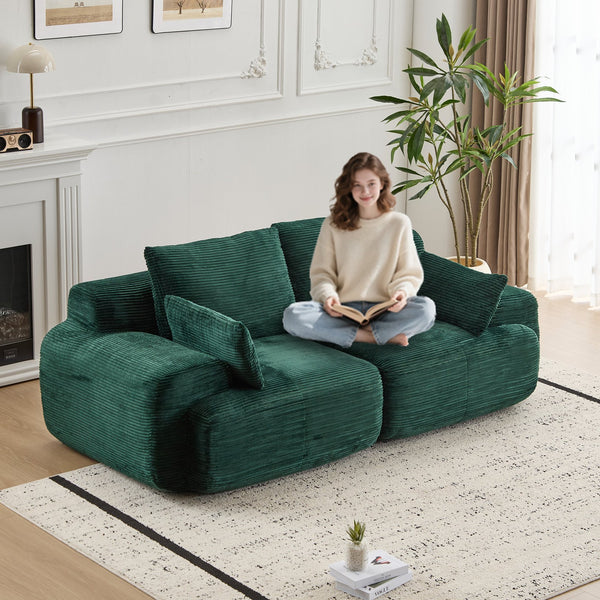 English Elm Modern 2-Seater Memory Foam Sofa - Pet-Friendly Corduroy Loveseat, Cloud Comfort, No Assembly! W3723P346959