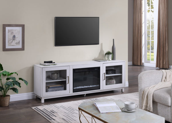 English Elm Sestriere 70 Inch Electric Fireplace Tv Stand with Walnut Finish and Cabinet Storage B2749P413262