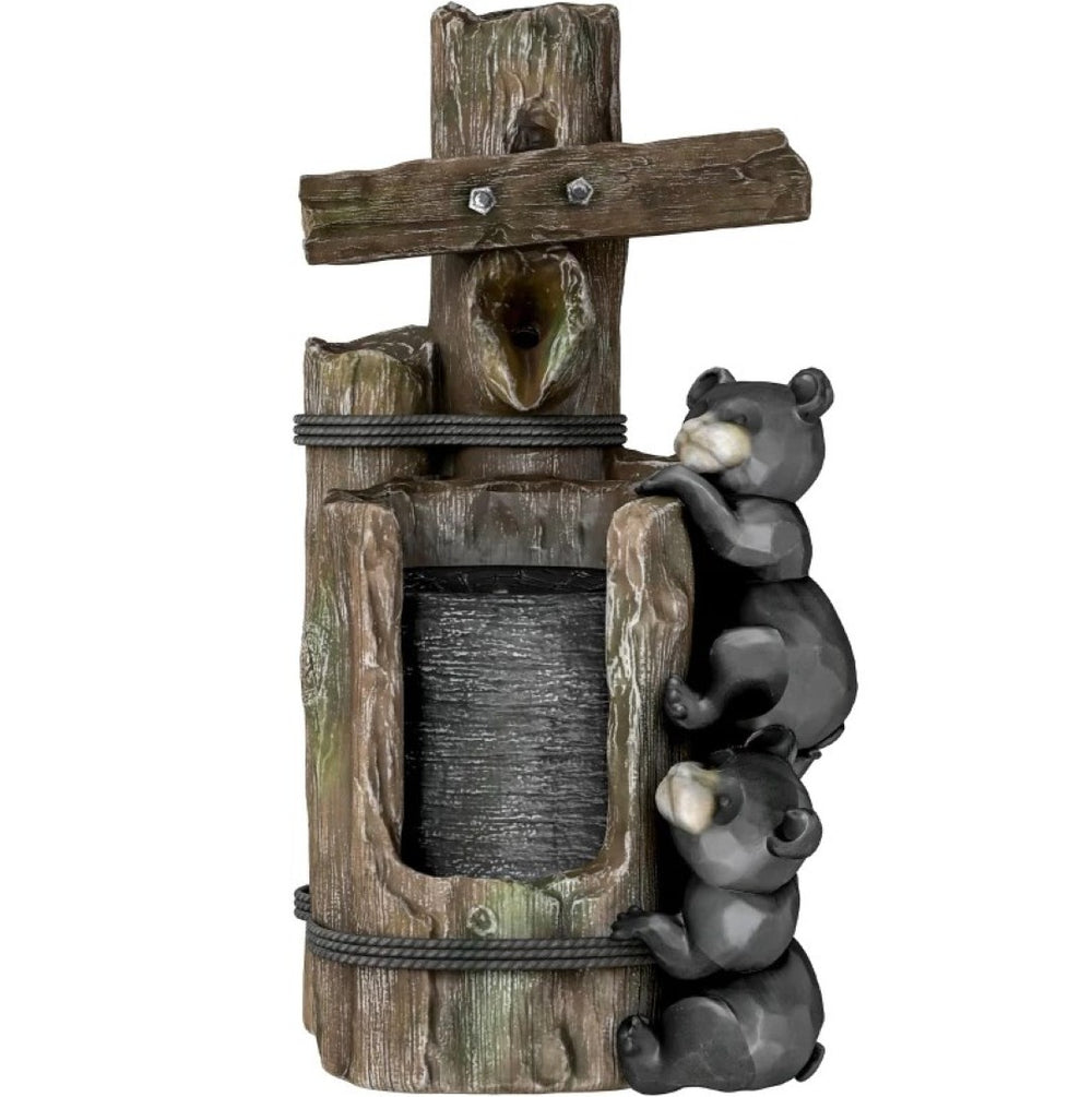 English Elm 3-tier Resin Bear Sculpture Outdoor Cascading Garden Fountain with Warm Led Lighting T3971P420834