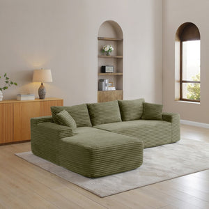 English Elm 105'' Modular Cloud Sectional with Deep Seat Corduroy Upholstery for Living Rooms W1117P377791