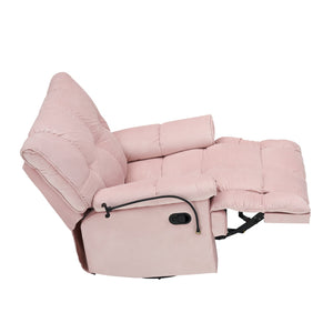 English Elm Single Teddy Upholstered Recliner Chair with Solid Wood Frame, Sponge Cushions & Phone Stand, Adjustable Back to 150° Pink W1278P212866