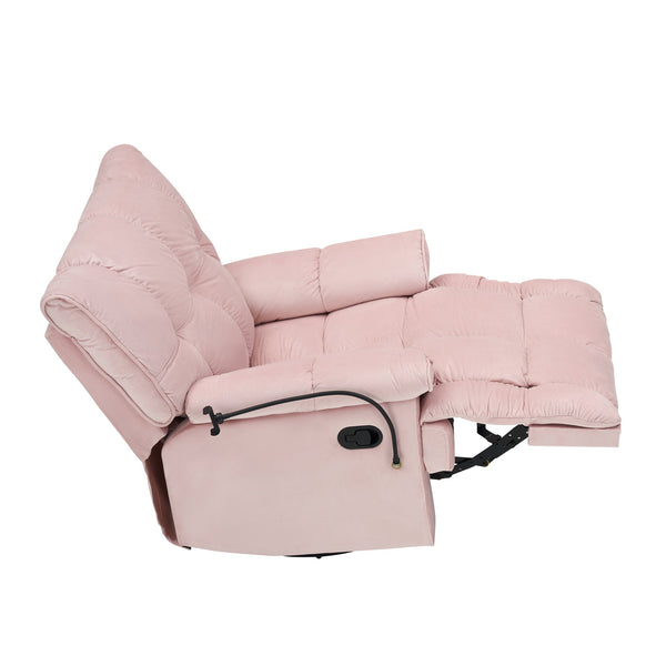 English Elm Single Teddy Upholstered Recliner Chair with Solid Wood Frame, Sponge Cushions & Phone Stand, Adjustable Back to 150° Pink W1278P212866