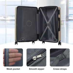 English Elm 6 Piece Hardshell Abs Travel Set with Spinner Wheels Combination Lock and Toiletry Bag Khaki N732P391465K