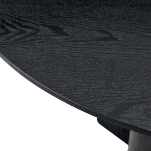 English Elm Round Mdf Dining Table with Gradient Cross Base Compact Modern Seating for Small Spaces Black W3875S00029
