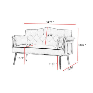 English Elm Pink Velvet Tufted Loveseat with Metal Legs for Bedroom or Apartment Living W3985P481338