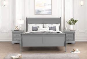 English Elm Light Gray Contemporary Nightstand Solid Rubberwood Dovetail Drawer Bedroom Storage Gray B2741P433361