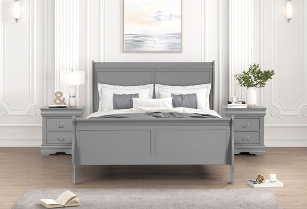 English Elm Light Gray Contemporary Nightstand Solid Rubberwood Dovetail Drawer Bedroom Storage Gray B2741P433361