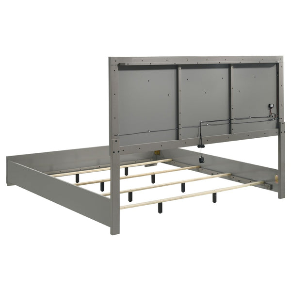 English Elm Pierce Eastern King Platform Bed with Led Headboard and Italian Gloss Finish B062S01804