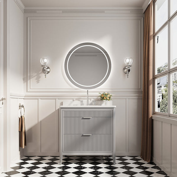 English Elm Fully Assembled 36'' Grey Bathroom Vanity With Engineered Marble Top & Dual Handle Sets For Style W1826P308975