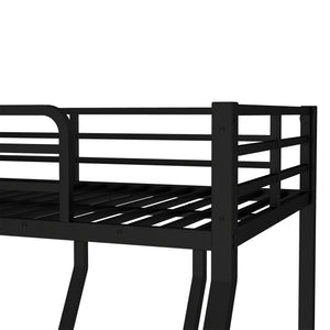 English Elm Metal Twin Xl Over Queen Bunk Bed Frame – Heavy-Duty, Space-Saving Design With Safety Guardrails, Black W1580S00161