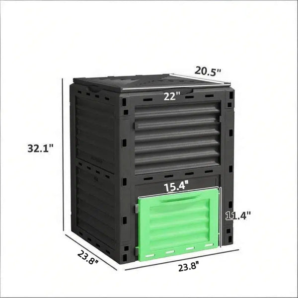English Elm Fertile Soil 80 Gallon Outdoor Compost Bin with 48 Air Vents for Fast Aerobic Breakdown Black+Green T3971P503638