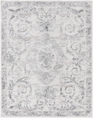 Unique Loom Finsbury Diana Machine Made Botanical Rug Gray, Ivory/Beige 7' 10" x 10' 0"