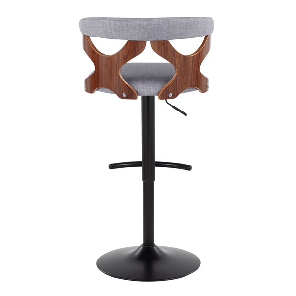 English Elm Gardenia Adjustable Barstool Set Of 2 - Stylish Swivel Design With Light Grey Fabric & Walnut Accents B202S00855