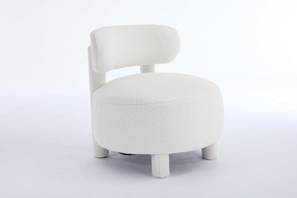 English Elm 063-Teddy Plush Teddy Fabric Armless Accent Chair with 13" Cushion, Wingback Comfort & Solid Wood Legs for Cozy Spaces White W527P308798