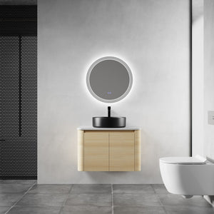 English Elm 30'' Wall-Mounted Bathroom Vanity With Ceramic Art Sink, Soft-Close Doors & Space-Saving Design W999S00463