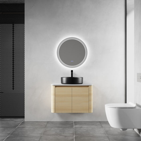 English Elm 30'' Wall-Mounted Bathroom Vanity With Ceramic Art Sink, Soft-Close Doors & Space-Saving Design W999S00463
