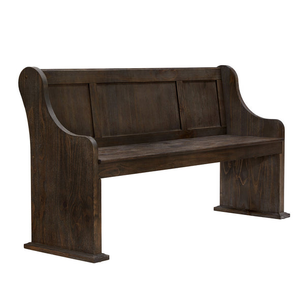 Pia Wire-brushed Oak Entryway Bench with Curved Arms Rustic Wood Grain