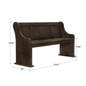 Pia Wire-brushed Oak Entryway Bench with Curved Arms Rustic Wood Grain
