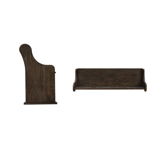 Pia Wire-brushed Oak Entryway Bench with Curved Arms Rustic Wood Grain