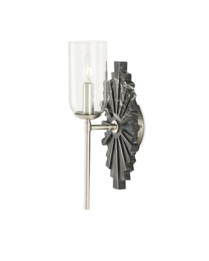 Currey & Company Benthos Marquino Marble Starburst Wall Sconce Nickel Accents Damp Rated Bathroom 5800-0025