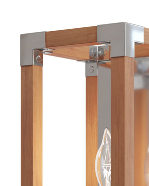 Currey & Company Boyd Teak Wood Bath Wall Sconce with Polished Nickel Hardware for Spa Vanity 5800-0075
