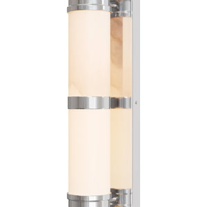Currey & Company Brenham Alabaster and Cast Brass Wall Sconce with Sculptural Dual Tube LED Design Natural / Nickel Large 5800-0080