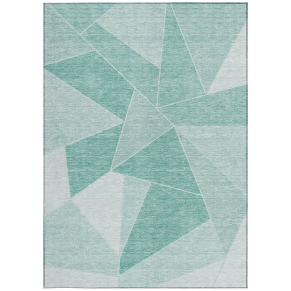Homeroots 3' Geometric Artichoke Green Area Rug - Stylish Washable Design For Indoor & Outdoor Spaces 5' X 8' Polyester 580006