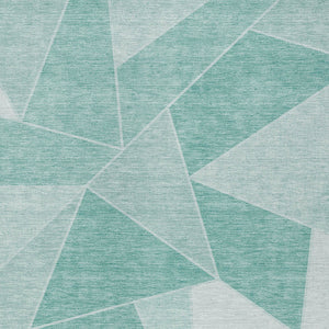 Homeroots 3' Geometric Artichoke Green Area Rug - Stylish Washable Design For Indoor & Outdoor Spaces 8' X 10' Polyester 580008