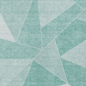 Homeroots 3' Geometric Artichoke Green Area Rug - Stylish Washable Design For Indoor & Outdoor Spaces 9' X 12' Polyester 580009
