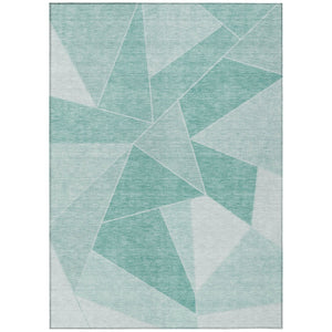 HomeRoots 5' Mint Green and Aqua Geometric Washable Indoor-Outdoor Area Rug for Modern Spaces and Durability 10' X 14' 580010