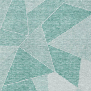 Homeroots 3' Geometric Artichoke Green Area Rug - Stylish Washable Design For Indoor & Outdoor Spaces 10' X 14' Polyester 580010
