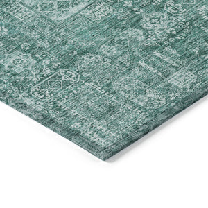 Homeroots 3' Artichoke Green & Ivory Oriental Washable Area Rug - Durable Indoor/Outdoor Design For Every Space 8' X 10' Polyester 580014
