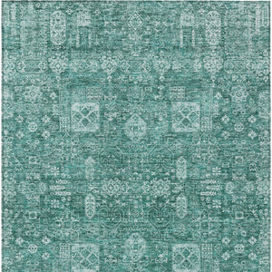 Homeroots 3' Artichoke Green & Ivory Oriental Washable Area Rug - Durable Indoor/Outdoor Design For Every Space 8' X 10' Polyester 580014