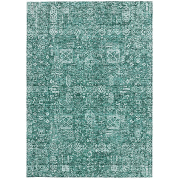 Homeroots 3' Artichoke Green & Ivory Oriental Washable Area Rug - Durable Indoor/Outdoor Design For Every Space 10' X 14' Polyester 580016