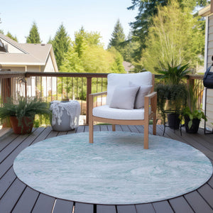 Homeroots 3' Brown Tan And Beige Abstract Washable Indoor Outdoor Area Rug For Versatile Home Decor Solutions 8' Round Polyester 580019