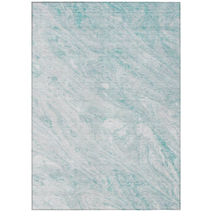 HomeRoots 9' Aquamarine and Ivory Abstract Indoor Outdoor Rug - Modern, Washable, Stain-Resistant Design 9' X 12' 580021