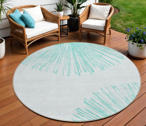 Homeroots 3' Artichoke Green And Ivory Abstract Washable Area Rug For Stylish Indoor Outdoor Spaces 8' Round Polyester 580025