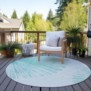 Homeroots 3' Artichoke Green And Ivory Abstract Washable Area Rug For Stylish Indoor Outdoor Spaces 8' Round Polyester 580025