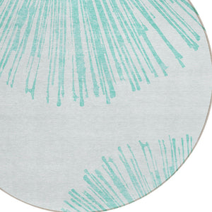 Homeroots 3' Artichoke Green And Ivory Abstract Washable Area Rug For Stylish Indoor Outdoor Spaces 8' Round Polyester 580025