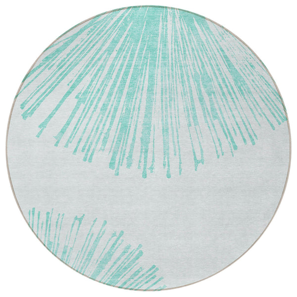 Homeroots 3' Artichoke Green And Ivory Abstract Washable Area Rug For Stylish Indoor Outdoor Spaces 8' Round Polyester 580025
