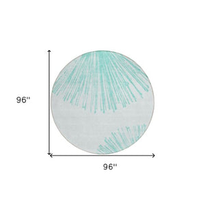 Homeroots 3' Artichoke Green And Ivory Abstract Washable Area Rug For Stylish Indoor Outdoor Spaces 8' Round Polyester 580025