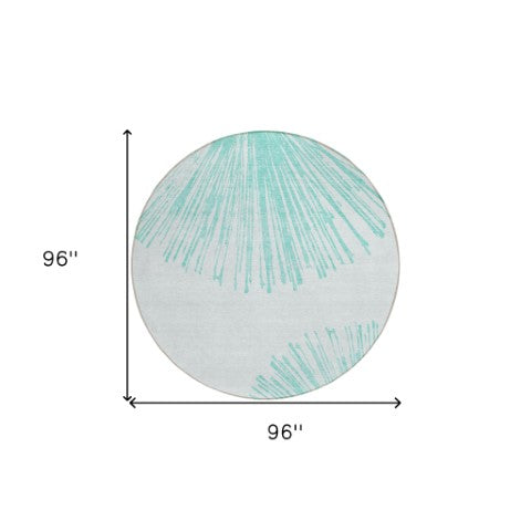 Homeroots 3' Artichoke Green And Ivory Abstract Washable Area Rug For Stylish Indoor Outdoor Spaces 8' Round Polyester 580025