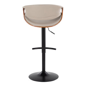 English Elm Symphony Mid-Century Modern Adjustable Barstool Set Of 2 - Stylish Swivel Design In Black & Walnut B202S01019-GIGA