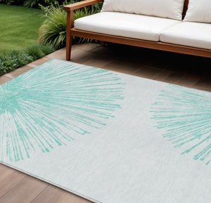 Homeroots 3' Artichoke Green And Ivory Abstract Washable Area Rug For Stylish Indoor Outdoor Spaces 9' X 12' Polyester 580027