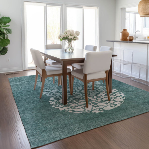 Homeroots 3' Beige Tan And Taupe Abstract Washable Area Rug For Indoor And Outdoor High Traffic Spaces 8' X 10' Polyester 580032